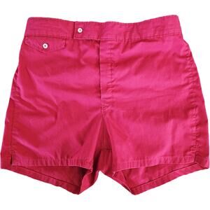 Vtg Mens 50s Red Retro Lined Swim Trunks Shorts 3" Inseam Surf Beach 34 EUC